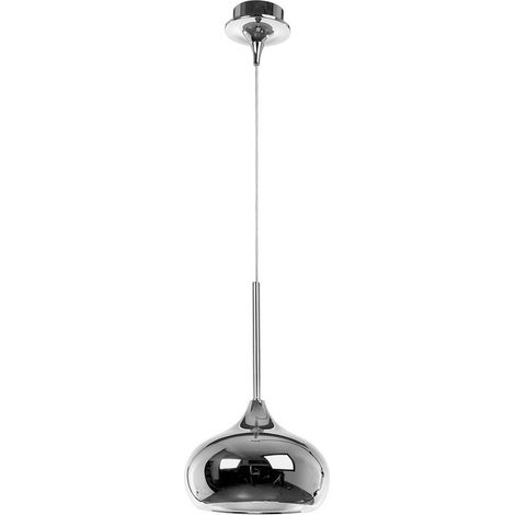 Merano Guelph Dome Suspension Plafonnier Métal Chromé Extérieur Blanc Chromé Intérieur LED E14