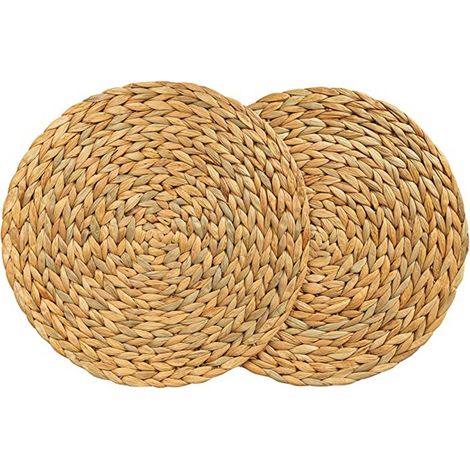 Lot de 2 sets de table ronds en osier naturel tressé, pour table à manger (1/2)