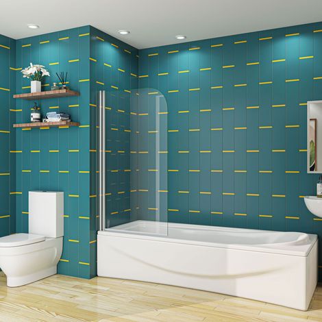 SKY Bathroom 800x1500mm 180 angle Pivot Shower Bath Screen Over 6mm safety tempered glass (1/5)