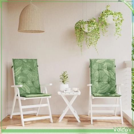 Coussins de chaise à dossier haut - FAF EISY - Modèle de feuille - Lot de 2 - Polyester résistant UV et eau - Anti‑glisse (1/5)