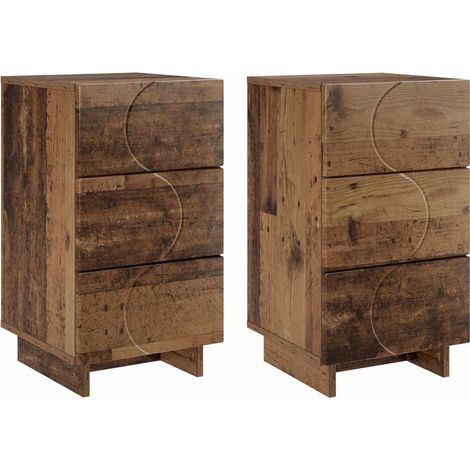 Bedside Cabinet 2 pcs Old Wood 33.5 x 34.5 x 60 cm vidaXL