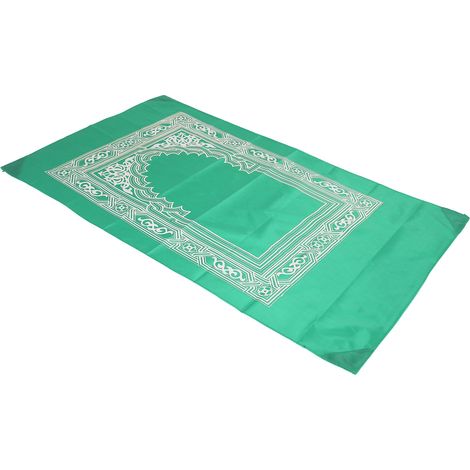 Tapis de prière musulman avec 4 coins renforcés en fer et boussole intégrée, idéal pour les voyages et l'extérieur, vert clair. (1/5)