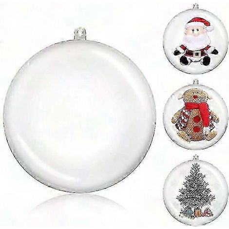Boules de Noël transparentes à remplir, 10 boules décoratives en plastique transparent pour décorations à faire soi-même (1/5)