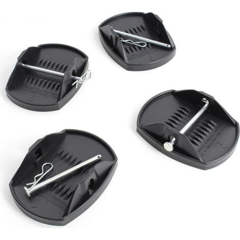 Lot de 4 Plaques d'Appui – 180 x 145 x 50 mm – capacité Max. 4 t – avec Broche en métal – Patin Coupelle de Support Caravane Camping-Car Cales de Support Pied de Vérin