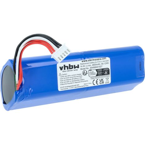 vhbw Battery compatible with Ecovacs Deebot Ozmo T8, T8+, T8+ DLX11-54 Vacuum Cleaner (4800mAh, 14.4 V, Li-ion)
