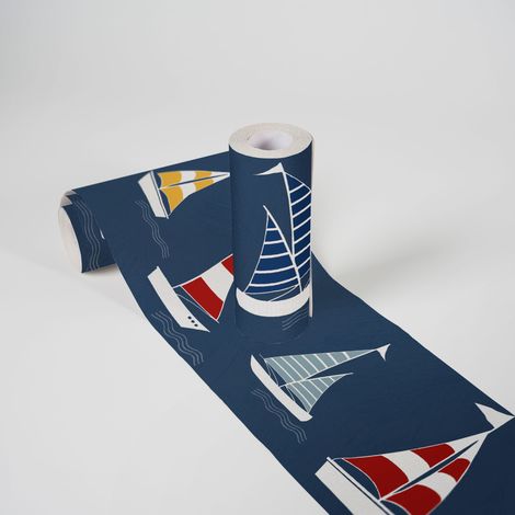 A.S. Création Sailor Friends 403757 Papiertapete Kinderzimmer 5 x 1.55 m Blau Wohnzimmer Schlafzimmer Büro (1/5)