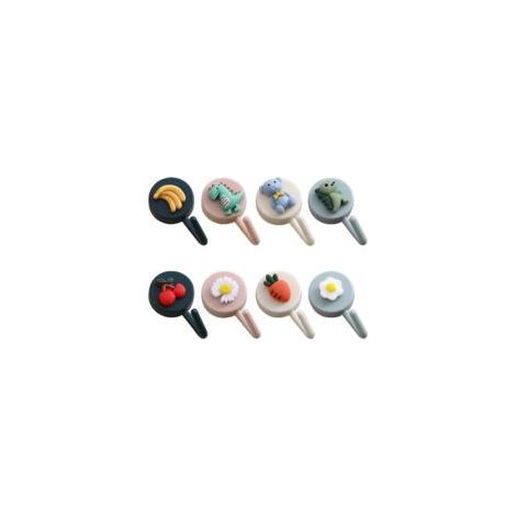 Dekorative, selbstklebende Haken mit Obst-, Tier- und Gemüsemotiven zur Wandmontage. Ideal zum Aufhängen von Mänteln, Handtüchern und Bademänteln (8er-Set).