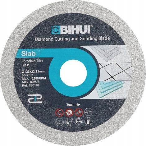 Lama diamantata BIHUI per taglio e lavorazione di vetro e porcellana, 125 mm, DPG125