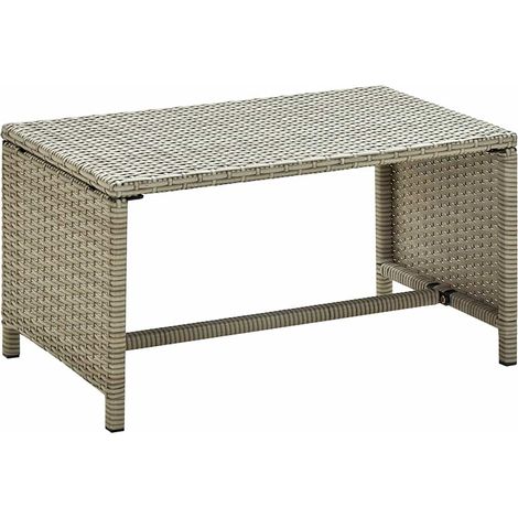 vidaXL Table basse beige 70x40x38 cm résine tressée (1/4)