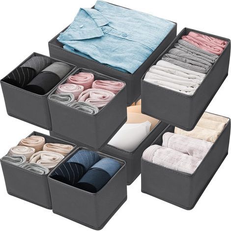 Système de rangement pour dressing, 8 pièces, boîte de rangement pliable pour vêtements, tissus, sous-vêtements, organiseur, tiroir, séparateur de tiroir pour soutiens-gorge, chaussettes, cravates (1/5)