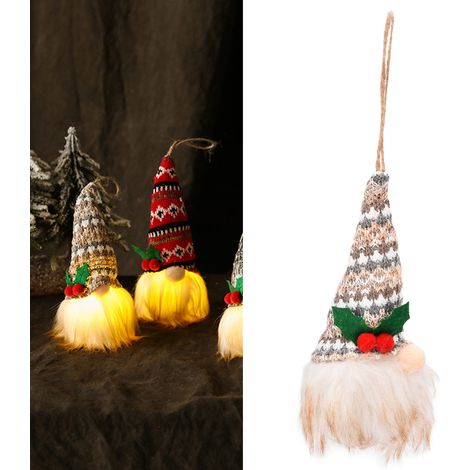 Weihnachtsdekorationen, Christbaumschmuck, gesichtslose, leuchtende Strickpuppen-Anhänger (1/5)