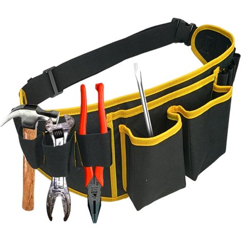 Ceinture Outils en Tissu d'Oxford Ceintures Porte Outil mit 14 Poches pour Charpentier Electricien Constructeur (Noir) (1/5)