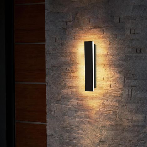 Applique murale extérieure auralab de 30 cm de long, étanche IP65, en acier inoxydable, éclairage extérieur, LED décorative moderne 3000K pour piscine, salon et véranda, noir (1/5)