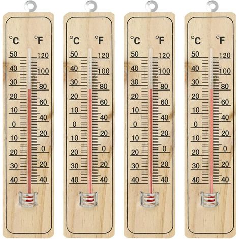 4x Thermometer - Holzthermometer für den Innenbereich - Thermometer mit Celsius- und Fahrenheit-Skala (21,9 x 4,8 x 0,6 cm) (1/4)