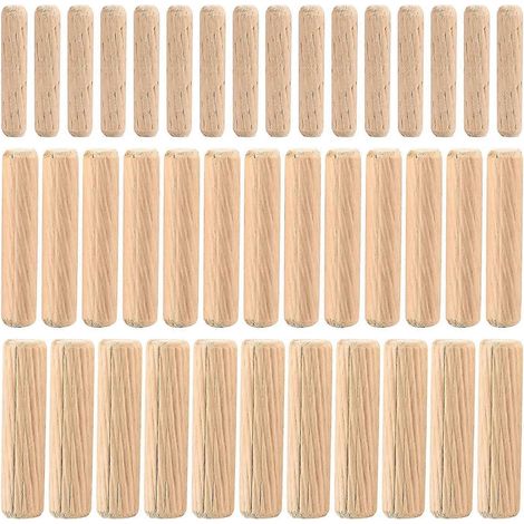 Assortiment de 90 tourillons en bois rainurés et coniques (M6, M8, M10) pour fraisage, rainurage, loisirs créatifs, bricolage, travail du bois et menuiserie. (1/4)