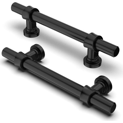 4-teiliges Griffset mit 160 mm Lochabstand, mattschwarze Oberfläche. Geeignet für Möbel, Schränke, Küchen und Schubladen.