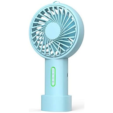 Ventilateur portable mini IPOW, 3 vitesses, angle réglable, base détachable, câble, chargement USB, fonctionne sur batterie, format compact, idéal pour un bureau.-AquaForge (1/5)