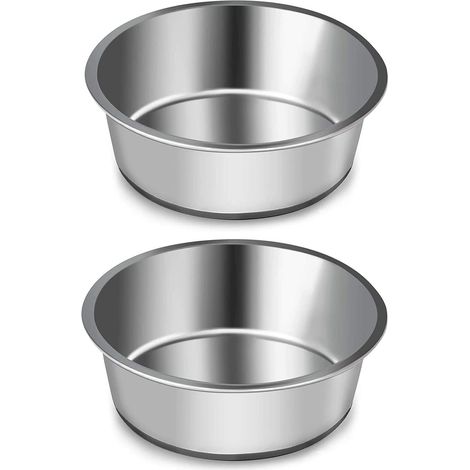 Lot de 2 Gamelles Acier Inoxydable Base Silicone Antidérapante 17cm Chien Petit Moyen (1/5)