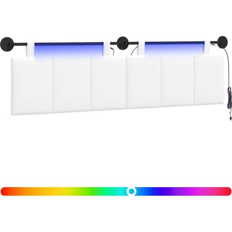 Cabecero colgante Con luz LED Blanco Tela vidaXL (1/5)