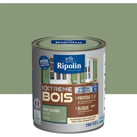 Ripolin – Peinture satin pour bois intérieur et extérieur 0,5L – Vert olivier RAL 6021 – Haute résistance aux intempéries et aux UV (1/5)