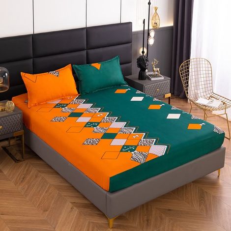 Drap-housse extensible - 200x220 cm - 27 cm de large - Polyester - Élastique tout autour - D (1/4)