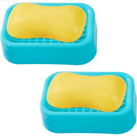 Lot de 2 porte-savons égouttoirs, porte-savon, économiseur de savon, facile à nettoyer, sèche, empêche le savon de couler (1/4)