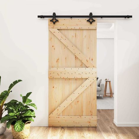 vidaXL Porte coulissante Naturel et noir 95 x 210 cm