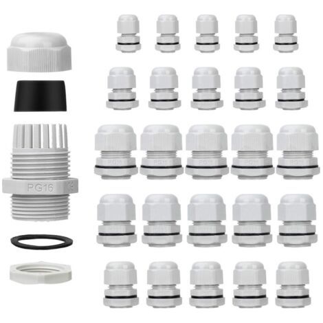 FENOPLASTICA25 Pcs Presse-étoupes Etanche, ARPDJK 3-15mm IP68 Presse Etoupe Caoutchouc Joint, Réglable Presse-étoupe, Gris Etoupes Cable, M12, M16, M20, M25 (1/5)