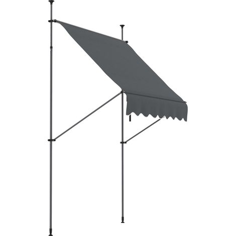 Store banne rétractable manuel à manivelle 200 x 120 x 210-300 cm, hauteur réglable, imperméable et anti-UV, gris foncé (1/5)
