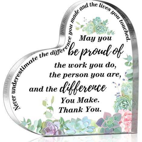 Plaque acrylique décorative motif succulente Cadeau de remerciement Noël pour femme Cadeau départ reconnaissance collègue, employée, infirmière, enseignante (1/5)