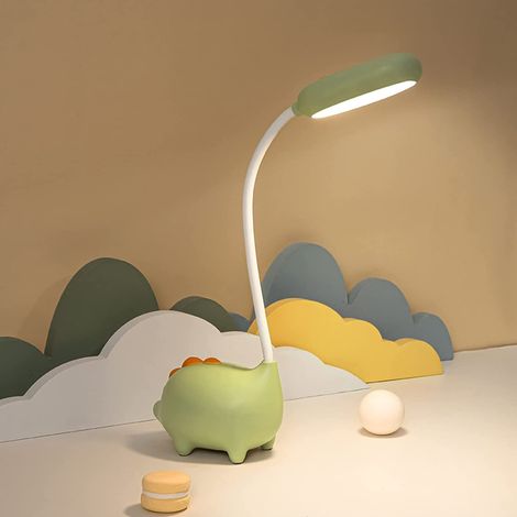 Lampe de bureau dinosaure, lampe de lecture tactile pour enfants, sans scintillement, 3 modes de couleur, veilleuse de chambre, accessoires kawaii, décoration chambre enfant, cadeau garçon fille. (1/5)