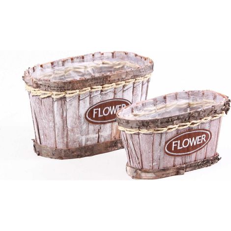 Cache-pot en écorce, 23x13,5x12 cm (lot de 3)