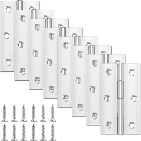 Charnières de porte 68 mm × 38 mm, charnières en acier inoxydable pour bois, charnières à mortaiser pour portes intérieures et extérieures (1/5)