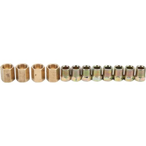 01 02 015 Raccord de conduite de frein, 12 pièces, universel, 7/16 po-24 filets, antirouille, laiton, 1/4 po, Accouplement, Adaptateur (1/5)