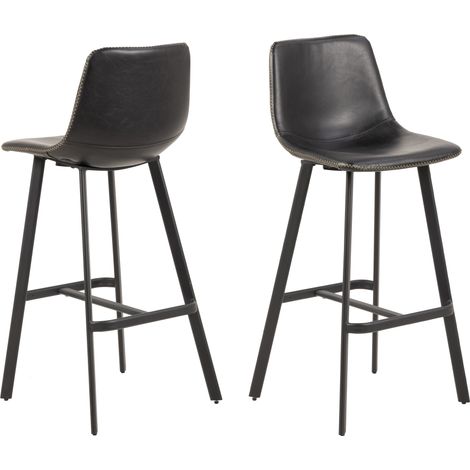 Barhocker aus Oregon-PU, schwarzer Loft-Hocker, Kunstleder (1/3)