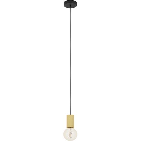 Lampadario A Sospensione Contemporaneo Pozueta 1 Metallo Nero Legno 1 Luce E27