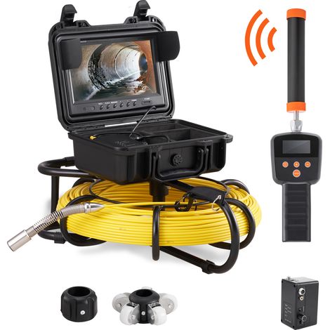 VEVOR Cámara Endoscópica de Drenaje Pantalla con IP68 Impermeable Batería de 4500 mAh 12 LED Ajustable Cable 91,5 m Tarjeta SD de 16GB para Tubería de Alcantarillado Drenaje de Plomería en Hogar