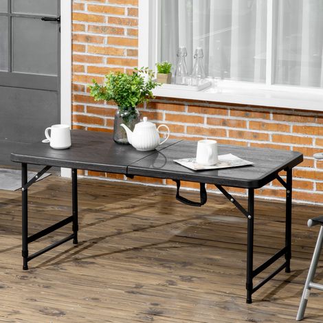 Table de jardin rectangulaire pliable camping pour 4 personnes hauteur réglable 118 x 60 x 74 cm