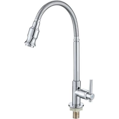 GROOFOO 360 Rotatif Cuisine Bar Salle de Bains Robinet d'évier Simple Eau Froide Cou Flexible Salle de Lavage Jardin extérieur Robinet d'application (1/5)