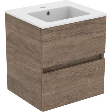 Ideal Standard Eurovit - Waschtisch mit Unterschrank, 55x50x44 cm, 2 Schubladen, Nussbaum R0571Y9 (1/5)