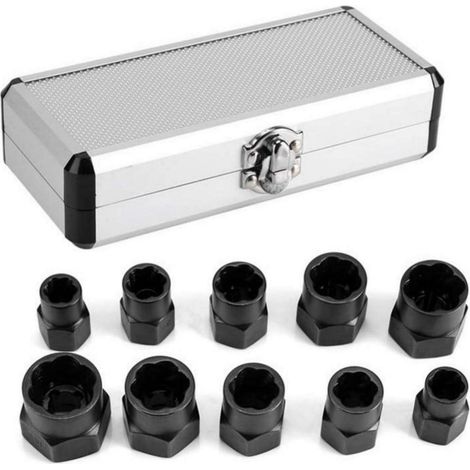 10-tlg. Bolzenausdreher-Set (9-19 mm) mit Spiralprofil für beschädigte Schrauben (1/5)