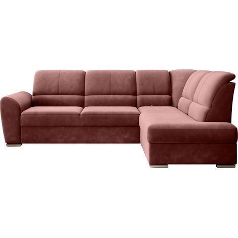 Canapé angle droit convertible tissu rouille et pieds acier chromé Zabor 270cm (1/5)