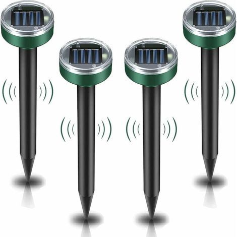 Solar Mole Repellent, 4pcs Ultrasonic Pest Repeller - Mole Control with IP65 Waterproof, Garden Mole Repellent Mole Repellent