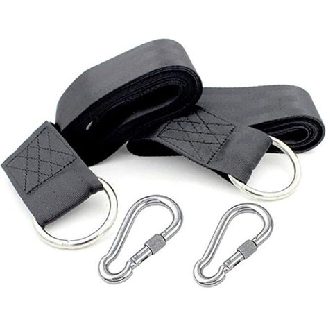 Sangles de suspension pour balançoire d'arbre, balançoires en corde pour arbre, kit de suspension avec mousquetons de sécurité, terylene, convient à toutes les balançoires et hamacs, 5cm1.5m.