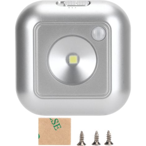 Veilleuse LED intelligente avec détecteur de mouvement PIR, idéale pour la cuisine, l'armoire, les toilettes, les étagères, ou comme mini-applique murale. Lumière LED blanche pure, couleur argent. (1/5)