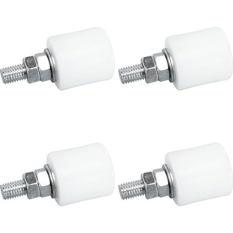 Set di 4 ruote in nylon per porte scorrevoli, con binario di guida, in ferro e nylon, installazione rapida, resistenti all'usura, per porte scorrevoli in vetro e cancelli per patio (1/5)
