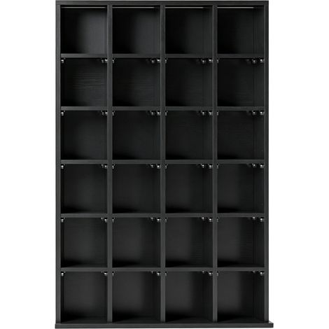 Mobile porta CD/DVD 89x20x130,5 cm in legno nero salvaspazio per soggiorno FloraGrace (1/5)