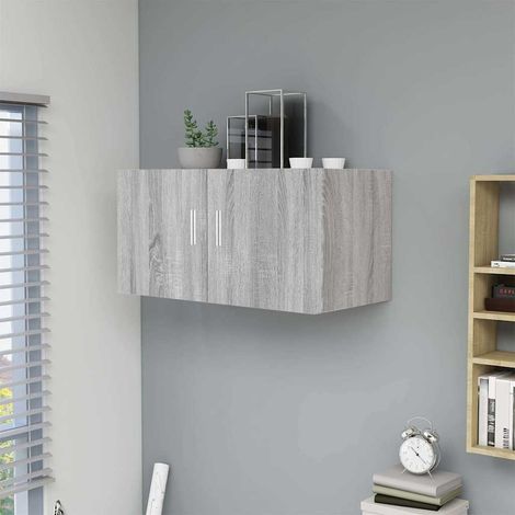 vidaXL Wall Mounted Cabinet Grey Sonoma 80x39x40 cm Engineered Wood (1/5)