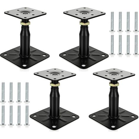 4 Supports de Poteau Réglables 100–150 mm, Noirs pour Pergolas (1/5)