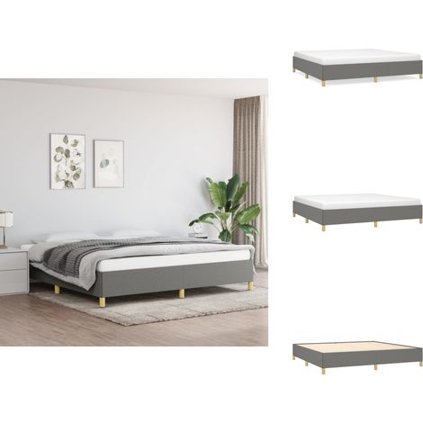 Bettgestell ohne Matratze Dunkelgrau 200x200 cm Stoff - Bettrahmen - Doppelbett - Boxspringbetten - Lattenrost - Dunkelgrau (1/5)